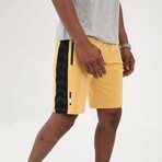Isaac File Strip Detailed Zipper Pocket Shorts // Mustard (Small)