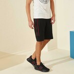 Reuben Side Stripe Shorts // Black + Red (Small)