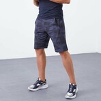 Caden Camouflage Patterned Pocket Shorts // Smoked (Small)