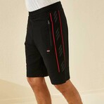 Reuben Side Stripe Shorts // Black + Red (Small)