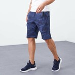 Vance Camouflage Patterned Pocket Shorts // Indigo (Small)