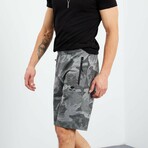 Kody Camouflage Patterned Shorts // Gray Melange (Small)