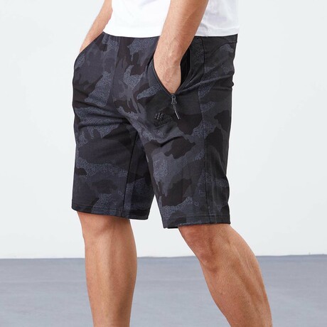 Leonidas Camouflage Patterned Shorts // Black (Small)