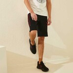 Reuben Side Stripe Shorts // Black + Red (Small)