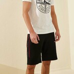 Reuben Side Stripe Shorts // Black + Red (Small)