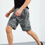 Kody Camouflage Patterned Shorts // Gray Melange (Small)