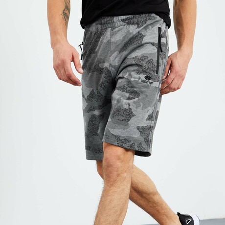 Kody Camouflage Patterned Shorts // Gray Melange (Small)