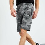 Kody Camouflage Patterned Shorts // Gray Melange (Small)