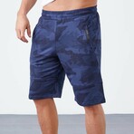 Vance Camouflage Patterned Pocket Shorts // Indigo (Small)