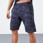 Caden Camouflage Patterned Pocket Shorts // Smoked (Small)