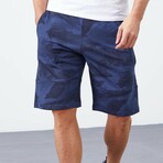 Vance Camouflage Patterned Pocket Shorts // Indigo (Small)