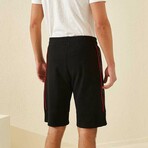 Reuben Side Stripe Shorts // Black + Red (Small)