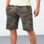 Ryker Camouflage Patterned Shorts // Green (Small)