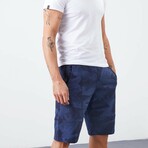 Vance Camouflage Patterned Pocket Shorts // Indigo (Small)
