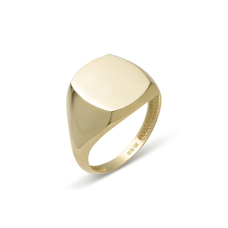 Solid 10k Yellow Gold Large Shiny Signet Ring // Size 7
