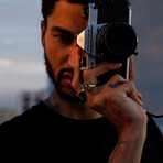 Solid 10k Yellow Gold Round + Black Enamel Crown + Textured Signet Ring // Size 10