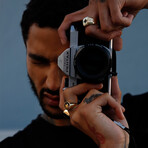 Solid 10k Yellow Gold Round + Black Enamel Crown + Textured Signet Ring // Size 10