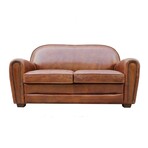 Paris Club Genuine Leather Loveseat // Brown