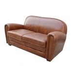 Paris Club Genuine Leather Loveseat // Brown