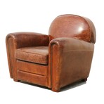 Paris Club Genuine Leather Club Chair // Brown