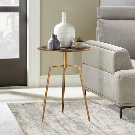 Delos Iron Antique Brass Finish Round Side Table