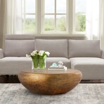 Helios Drum Shape Coffee Table, Brass