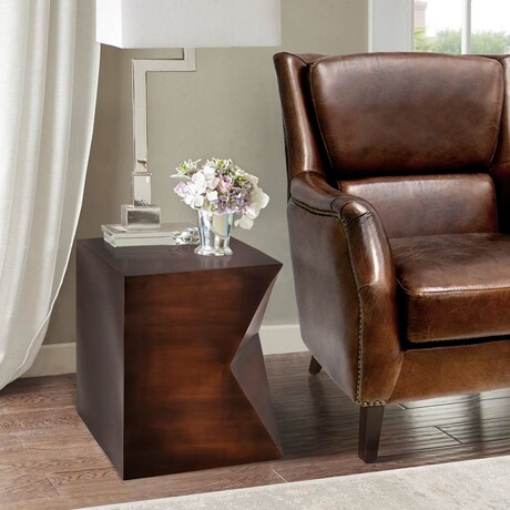 Aleksy Vintage Copper Finish Side Table