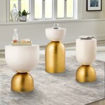 Calista Round Side Table, Gold/Ivory