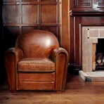 Paris Club Genuine Leather Club Chair // Brown