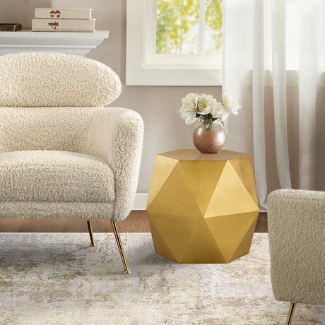 Lexi Diamond Shape Iron Side Table (Brass)