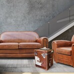 Paris Club Genuine Leather Loveseat // Brown