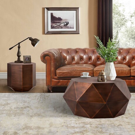 Kronos Diamond Shape Coffee Table (Copper)
