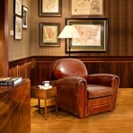 Paris Club Genuine Leather Club Chair // Brown