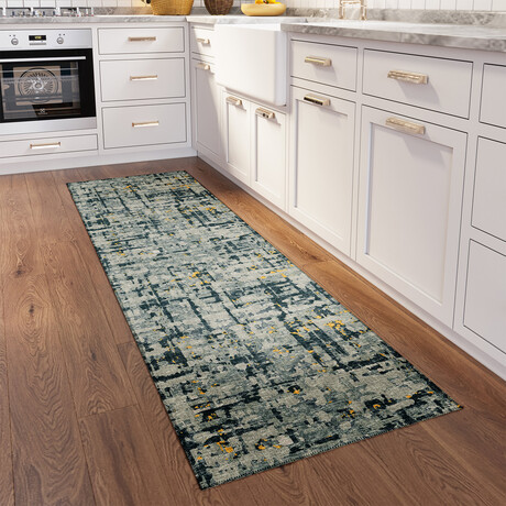 Bravado Abstract Crosshatch Gilded // Power Loomed (1'8" x 2'6" Throw/Accent Rug)
