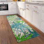 Bravado Abstract Starburst Green // Power Loomed (1'8" x 2'6" Throw/Accent Rug)