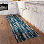 Bravado Abstract Striped Blue // Power Loomed (1'8" x 2'6" Throw/Accent Rug)