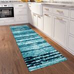 Bravado Abstract Striped Blue Waves // Power Loomed (1'8" x 2'6" Throw/Accent Rug)