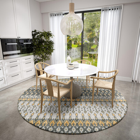 Bravado Geometric Ikat Gray // Power Loomed (1'8" x 2'6" Throw/Accent Rug)
