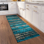 Bravado Abstract Striped Peacock // Power Loomed (1'8" x 2'6" Throw/Accent Rug)