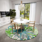 Bravado Abstract Starburst Green // Power Loomed (1'8" x 2'6" Throw/Accent Rug)