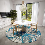 Bravado Abstract Starburst Blue // Power Loomed (1'8" x 2'6" Throw/Accent Rug)