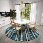 Bravado Abstract Striped Blue // Power Loomed (1'8" x 2'6" Throw/Accent Rug)