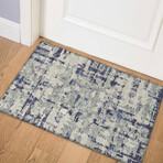Bravado Abstract Crosshatch Purple // Power Loomed (1'8" x 2'6" Throw/Accent Rug)