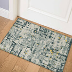 Bravado Abstract Crosshatch Gilded // Power Loomed (1'8" x 2'6" Throw/Accent Rug)