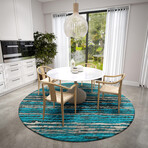 Bravado Abstract Striped Peacock // Power Loomed (1'8" x 2'6" Throw/Accent Rug)