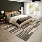 Bravado Abstract Striped Earth // Power Loomed (1'8" x 2'6" Throw/Accent Rug)