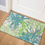 Bravado Abstract Starburst Green // Power Loomed (1'8" x 2'6" Throw/Accent Rug)