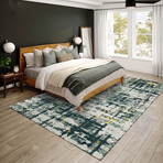 Bravado Abstract Crosshatch Gilded // Power Loomed (1'8" x 2'6" Throw/Accent Rug)