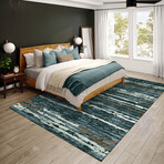 Bravado Abstract Striped Shadow Rust // Power Loomed (1'8" x 2'6" Throw/Accent Rug)