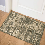 Bravado Abstract Crosshatch Earth // Power Loomed (1'8" x 2'6" Throw/Accent Rug)